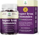 Extra Strength Iron Gummies for Women and Men - Potent 45mg per Serving Chewable Supplement for Women and Men with Vitamin C for Higher Absorption - Vegan Daily Iron Gummy No Artificial Flavors