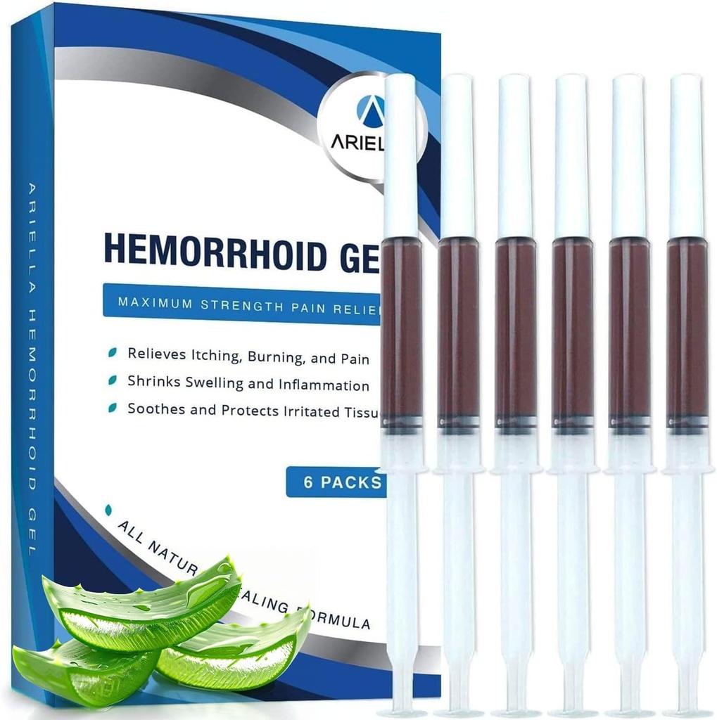 Hemorrhoid Treatment Suppository for Fissure Discomfort: Nature Hemorrhoidal Shrinking Gel - Fast Soothing Healing Itching Burning Pain Relief (Aloe, Pack of 6)