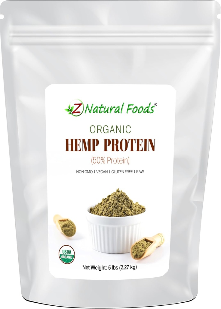 Organic Hemp Protein Powder - Unflavored Unsweetened - Plant Based Superfood for Smoothies, Shakes, Meal Replacement, Snacks Recipes - Raw, Vegan, Non GMO, Gluten Free - Bulk 5 lb Size