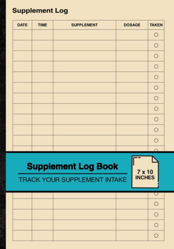 Supplement Log Book: Simple Supplement Logbook | Track Your Supplement Intake | Medium