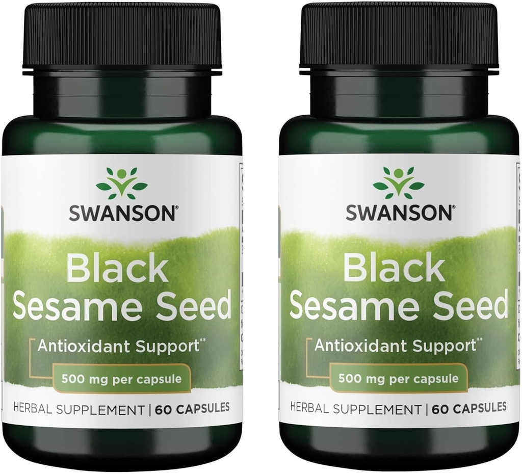 Swanson Full Spectrum Black Sesame Seed 500 Milligrams 60 Capsules (2 Pack)