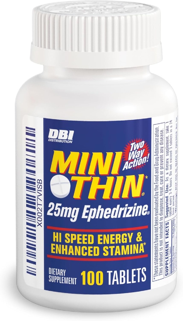 Mini Thin - Two-Way - Energy Capsules Formulated with Caffeine and Ephedrizine - 100 Capsules