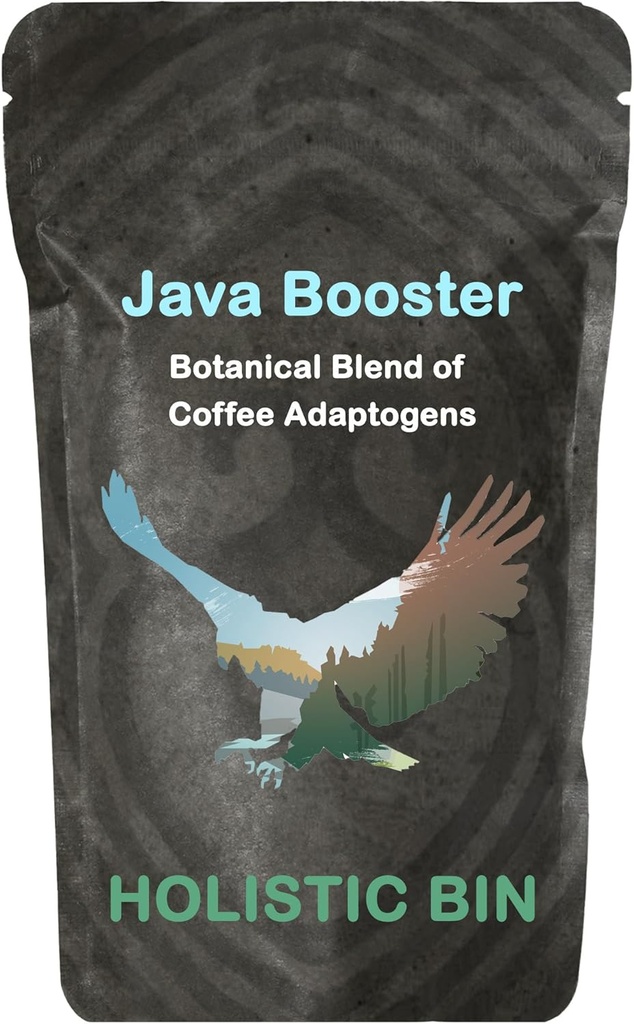 Holistic Bin Organic Mushroom Coffee Java Booster - Mountain Eagle | Adaptogen Coffee Add in with Chaga Mushroom Powder, Shilajit Powder, & Cacao Nibs | Memory and Focus Supplements for Adults