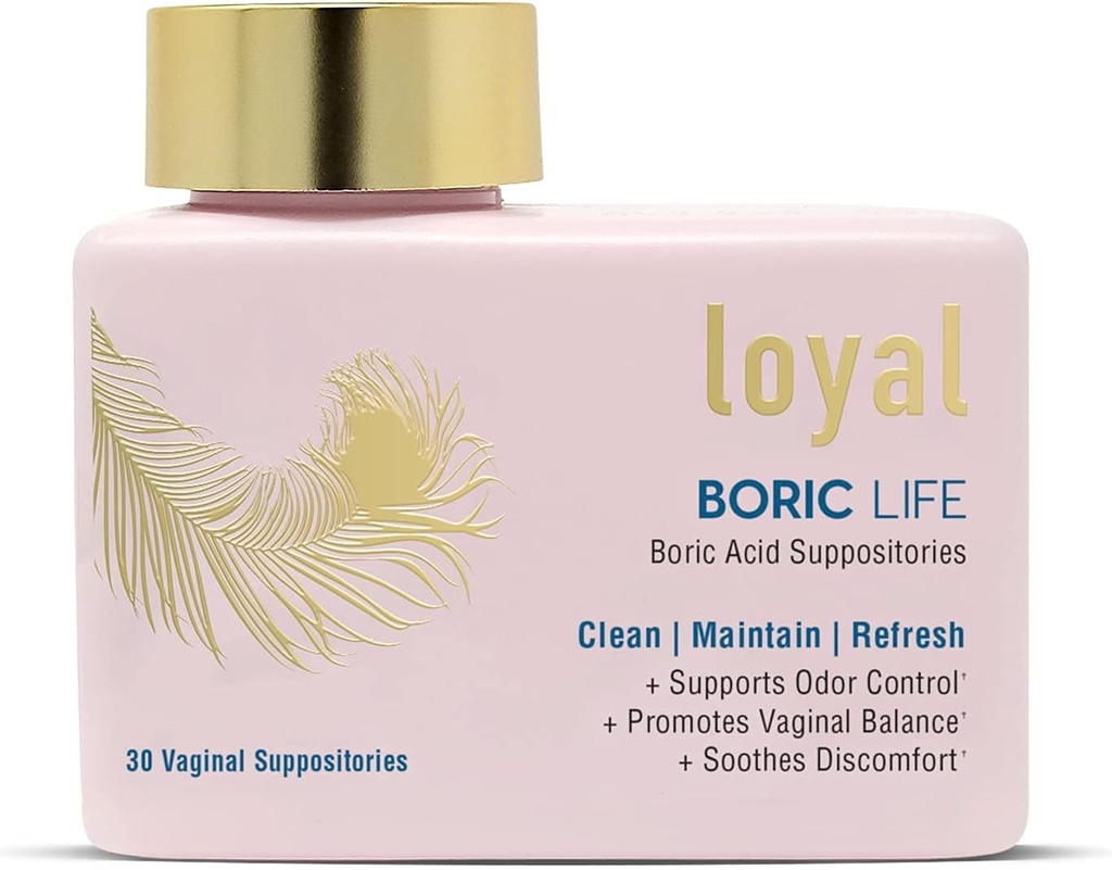 Loyal Boric Life - Boric Acid Vaginal Suppositories - 600mg - Supports Odor Control - Promotes Vaginal Balance - Soothes Discomfort - Made in USA - 30 Count