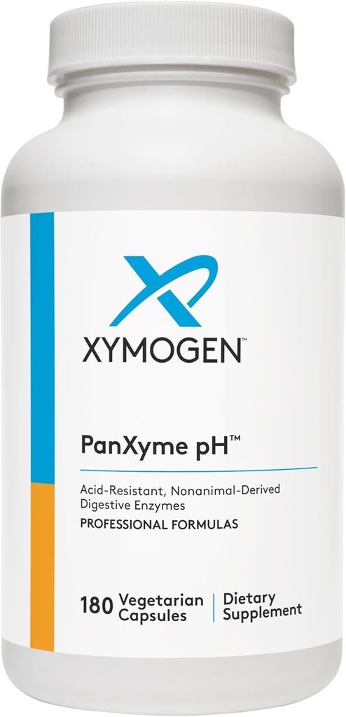 XYMOGEN PanXyme pH - Digestive Enzymes for Gut Health - Amylase, Lipase, and Protease Enzyme Supplement - Gut Health Supplements for Digestion Support - Gluten Free + Vegan (180 Capsules)