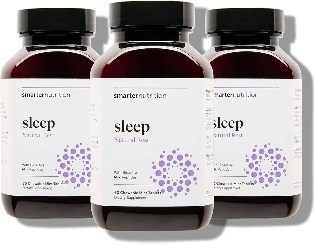Smarter Nutrition Smarter Sleep Melatonin Dissolvable Tablets 4.5mg + Natural Clinically Proven Lactium® for Sleep & Stress Support - Mint Flavor Melatonin Tablets - Non-GMO-180 Count[90-Day Supply]