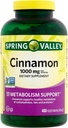 Spring Valley Cinnamon Dietary Supplement, 1000 mg, 400 Vegetarian Capsules - Metabolism Support. Includes Sticker.
