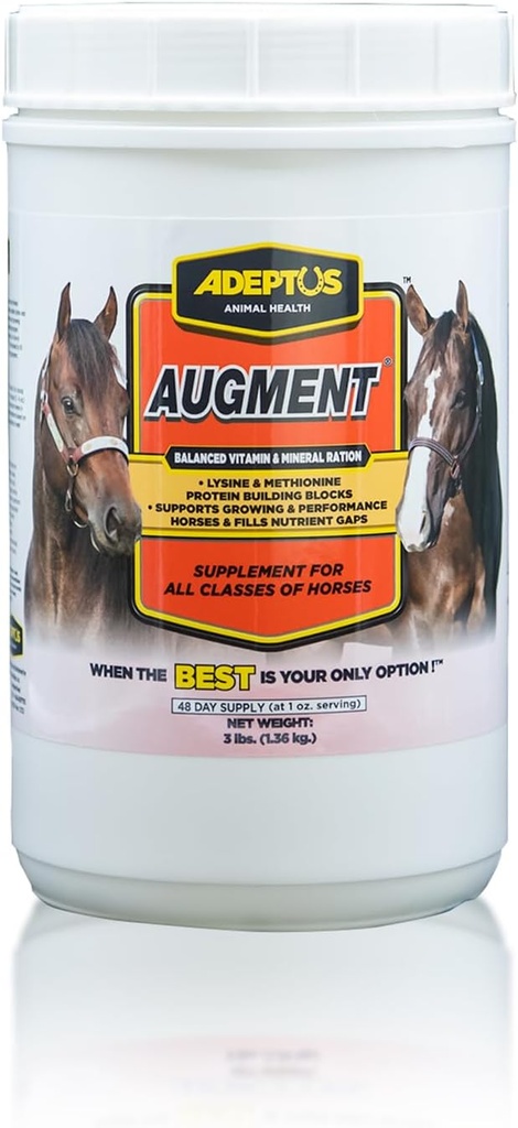 Adeptus Nutrition Augment Vitamin & Mineral Balancer | Daily Horse Nutrition Enhancing Supplement with Biotin, Amino Acids & Minerals | Equine Feed Topper for Growing, Working, Performance Horses