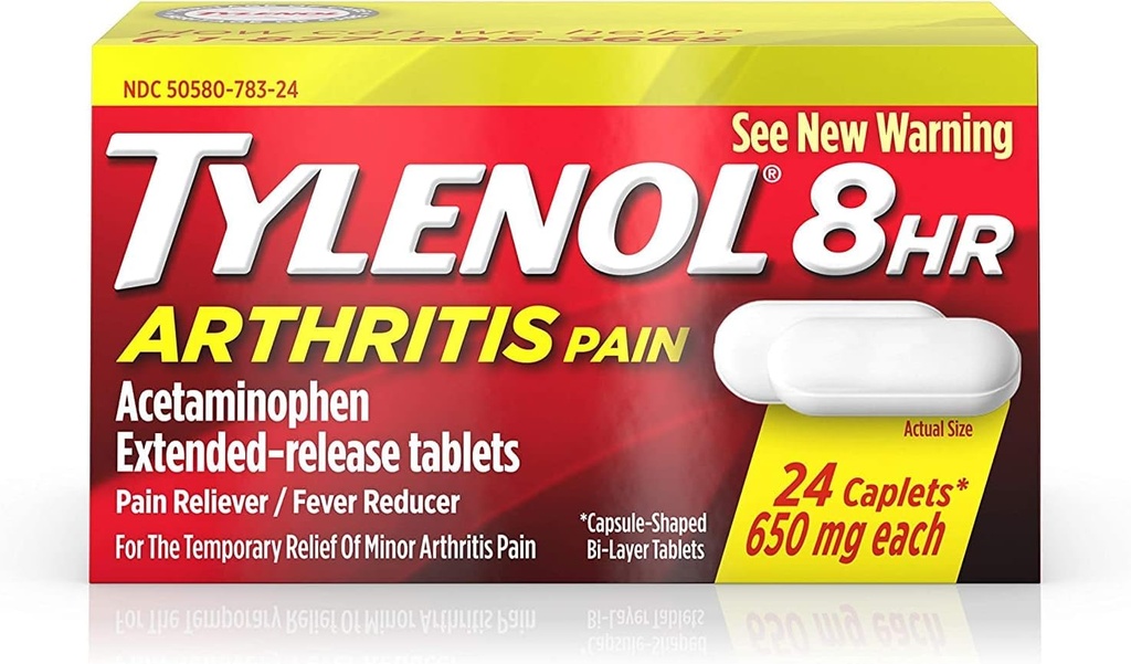 TYLENOL Arthritis Pain Caplets Push & Turn Cap 24 ea ( Pack of 3)