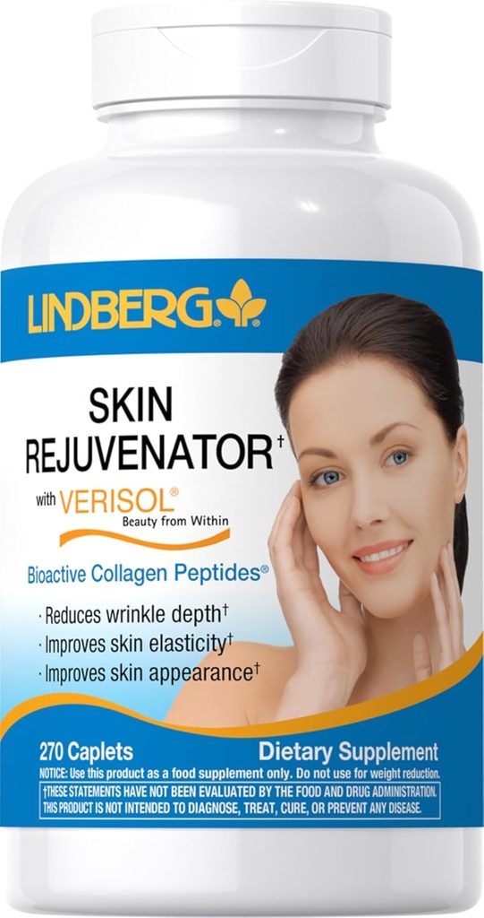 Lindberg Skin Rejuvenator with Verisol | 270 Tablets | with Collagen Peptides | for Hair, Skin, and Nails Supplement