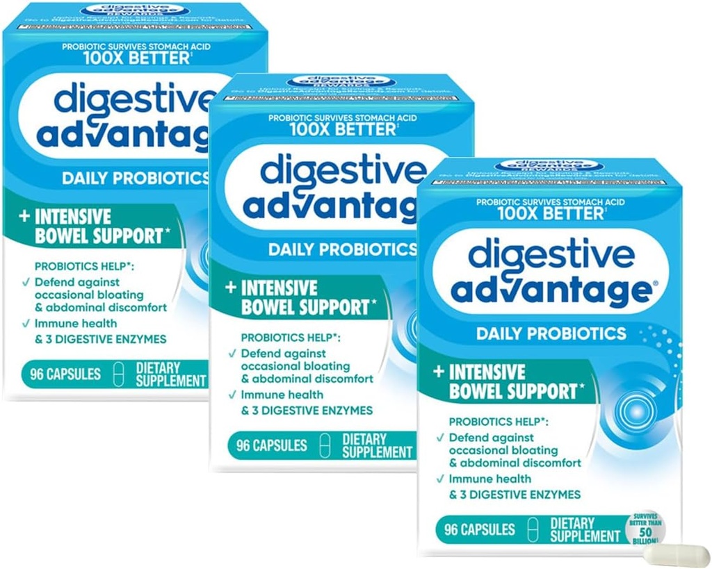 Digestive Advantage Intensive Bowel Support, 96 Capsules (Pack of 3)