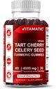 Vitamatic Tart Cherry with Celery Seed Gummies - 4000mg Equivalent Per Serving (from 10:1 Extract 400 mg)