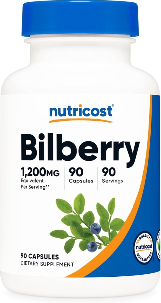 Nutricost Bilberry Capsules 1200mg Equivalent (90 Vegetarian Capsules) - Gluten Free and Non-GMO