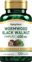 Piping Rock Wormwood Black Walnut Capsules 400mg | 120 Count | Herbal Extract Complex | Non-GMO, Gluten Free Supplement