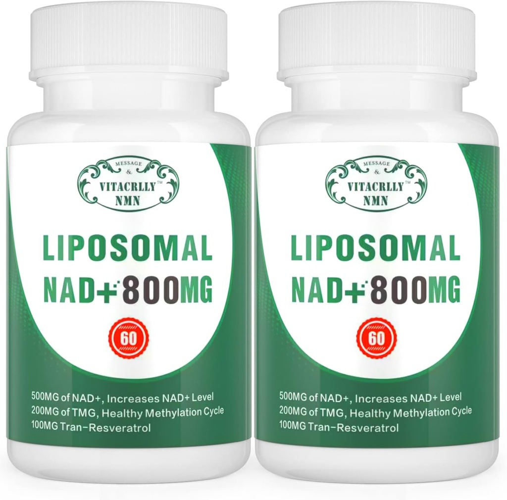 NAD+ Supplement Liposomal NAD+ Plus 800MG Nicotinamide Riboside Alternative for Cell Energy, Healthy Aging and Muscle Repair 120 Capsules（Pack of 2）