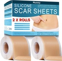 Silicone Scar Sheets (2 Rolls), Medical Grade Silicone Scar Tape, Scar Removal Strips for Acne, Burn Scars C-Section & Keloid Surgery Scars Sheets Treatment Sheets - 8 Month Supply