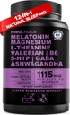 12-in-1 Melatonin Sleep Capsules - Natural Sleep Aids for Adults with Melatonin 5mg and Magnesium Glycinate 500mg, Sleep Aid with Ashwagandha, L Theanine, Valerian Root, GABA, 5-HTP (90ct, Pack of 1)