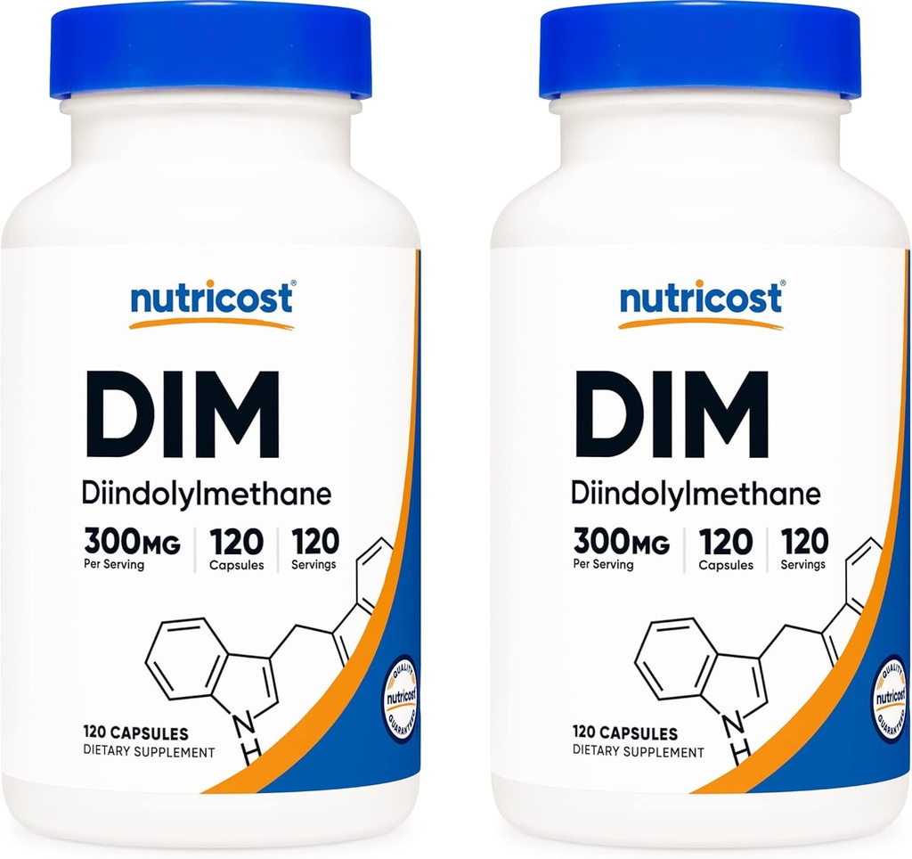 Nutricost DIM (Diindolylmethane) 300mg, 120 Capsules with BioPerine (2 Bottles)
