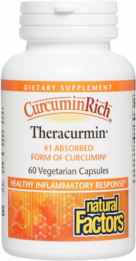 Natural Factors CurcuminRich Theracurmin - Antioxidant Support Supplement with Curcumin - Dietary Supplement Aids Muscle & - 60 Vegetarian Capsules (60 Servings)