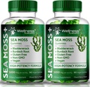 WELLNESS LABSRX Sea Moss Gummies, 3200mg Irish Sea Moss Mixed Berry Flavor with Maximum Potency Bladderwrack and Burdock Root - Supports Skin, Energy and Immunity - 180 Count
