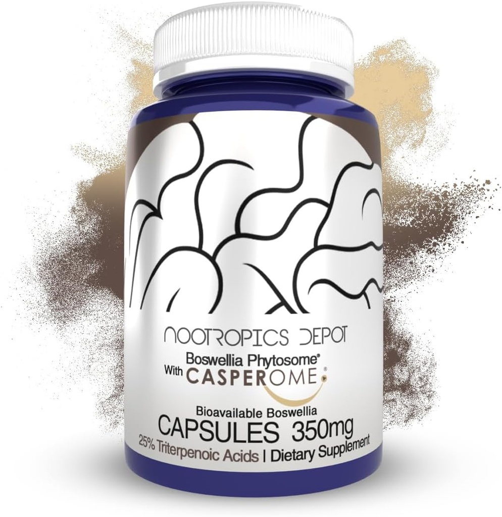 Nootropics Depot Boswellia Phytosome Capsules | 350mg | Casperome | 25% Triterpenoic Acids | Boswellia serrata | Frankincense | Joint Health | 30 Count
