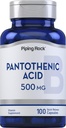 Piping Rock Pantothenic Acid 500mg | 100 Capsules | as Calcium d-Pantothenate | Non-GMO, Gluten Free Supplement
