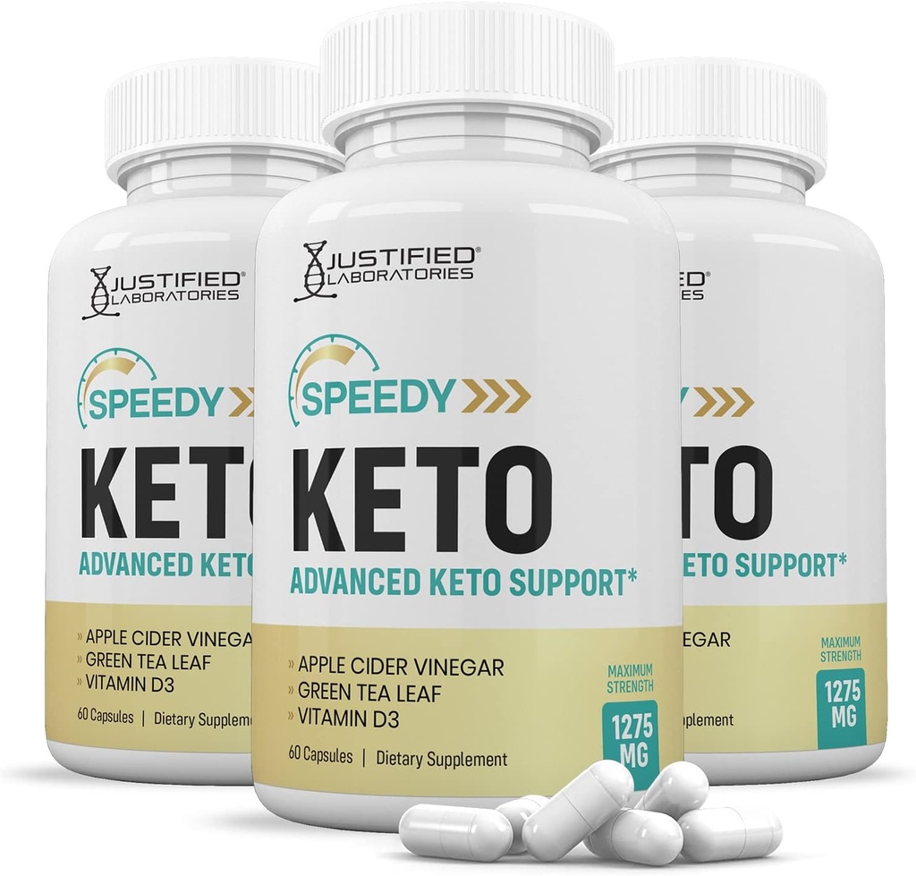 Justified Laboratories (3 Pack) Speedy Keto ACV Pills 1275MG Formulated with Apple Cider Vinegar Keto Support Blend Alternative to Gummies 180 Capsules