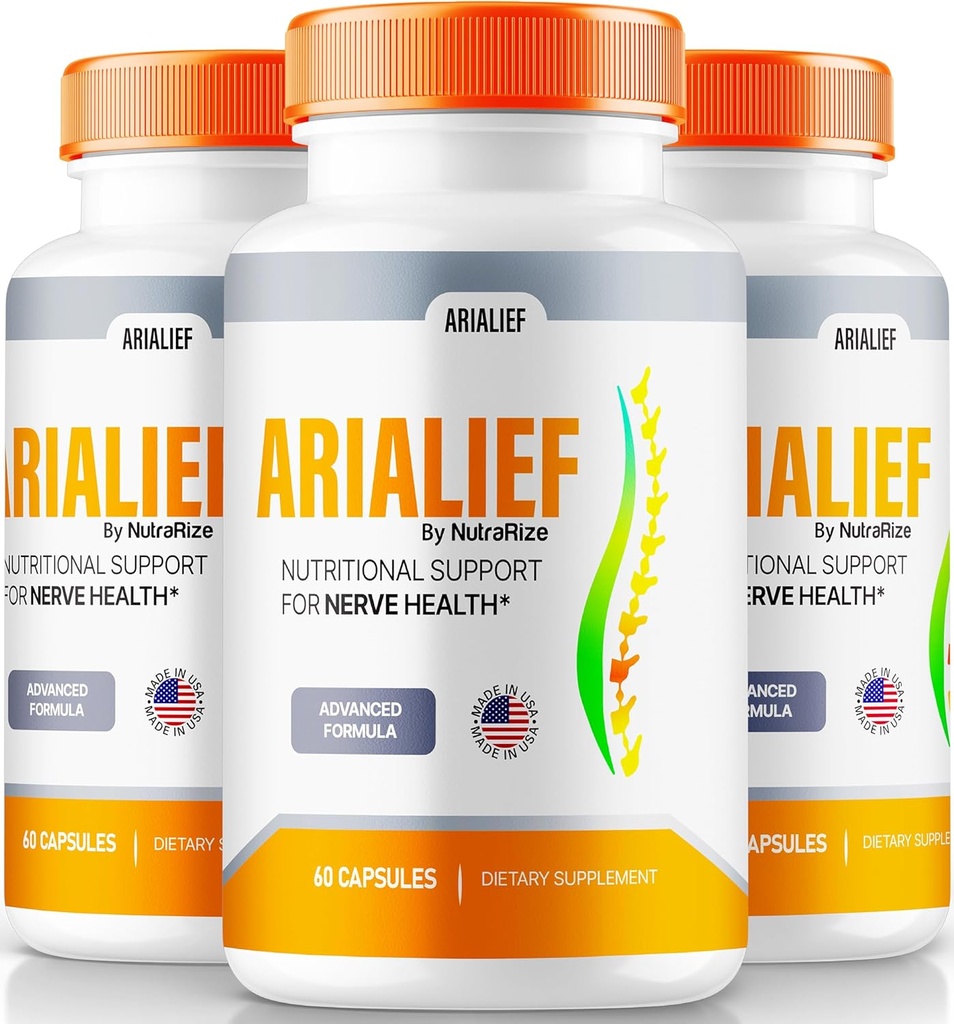 (3 Pack) Arialief Capsules, Official Nutritional Support for Nerve Health, All Natural Arialief Vitamins for Healthy Nerves, Premium Arialief Pills, Aria LIEF Pastillas Review (180 Capsules)