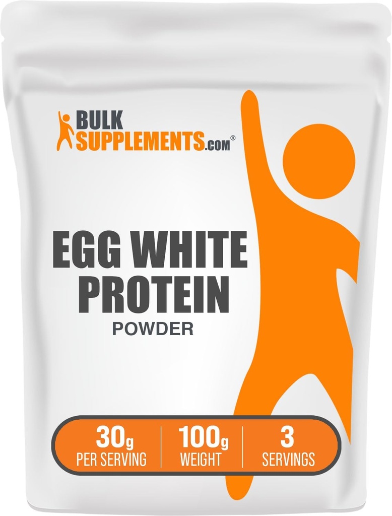 BulkSupplements.com Egg White Protein Powder - Egg White Powder, Lactose Free Protein - Unflavored & Dairy Free, 30g per Serving, 100g (3.5 oz) (Pack of 1)