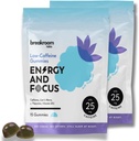 Breakroom Labs Energy and Focus Gummies – Low Caffeine 25mg w/L-Theanine, Lions Mane, Vitamin B12 – Nootropic Brain Supplement for Adults, Kids - Vegan, Low Sugar, Blue Raspberry Flavor, 30 Servings
