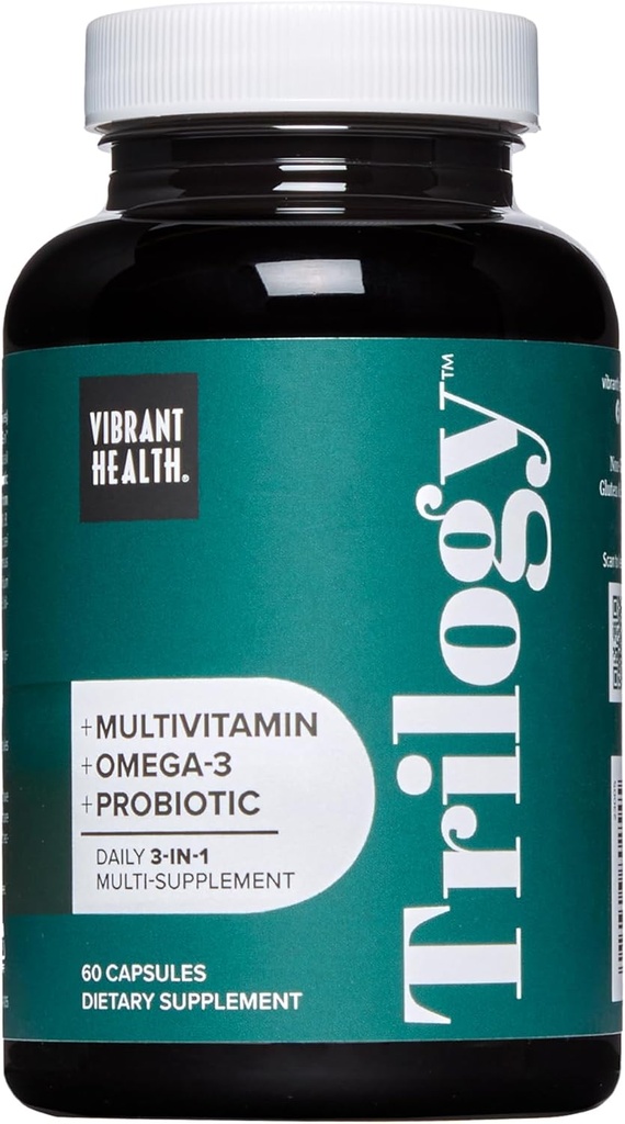 Vibrant Health, Trilogy, Probiotic Multivitamin with an Essential Blend of Omega-3, Vitamin A, B12, C, D3, E, Selenium, Magnesium & Zinc, 30 Servings