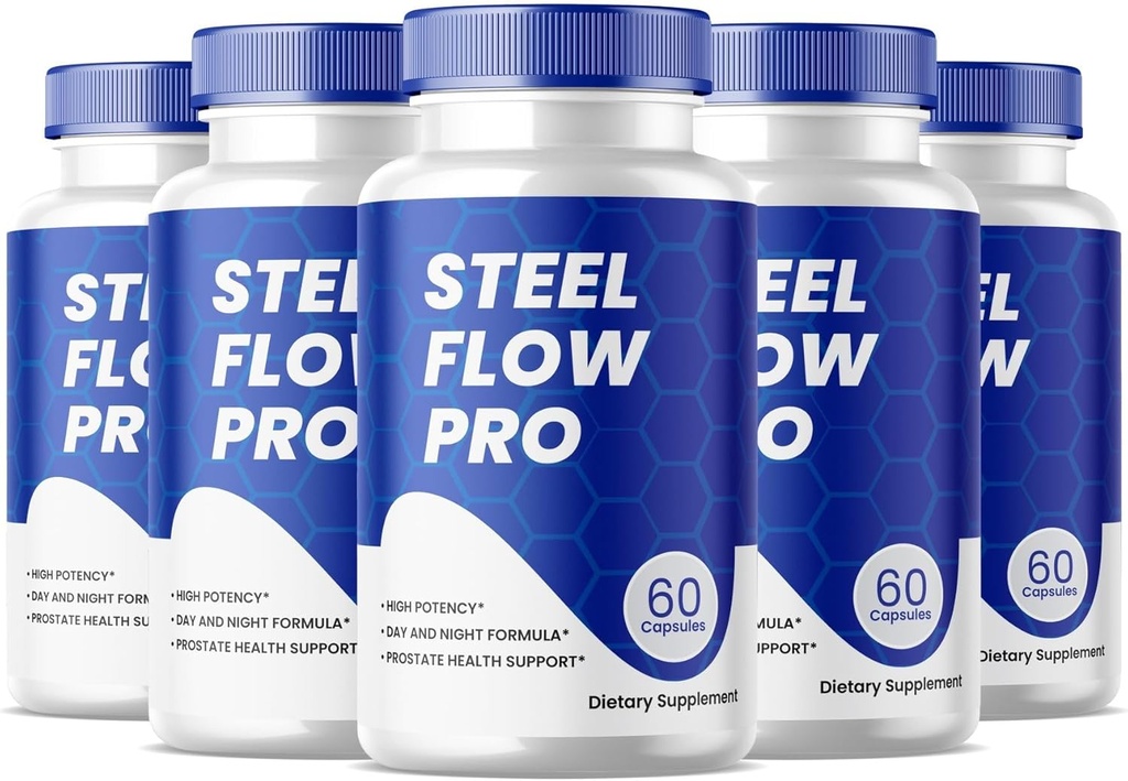 Steel Flow Pro Capsules, Prostate Health Supplement Pills - Maximum Strength, Supports Prostate Health, All Natural Formula Pack of 5 (300 Capsules)