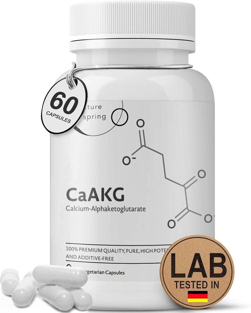 CaAKG Supplement (Alpha Ketoglutarate) (1,000 mg per 2 Capsule Serving, 60 Capsules). Supports Cellular Energy