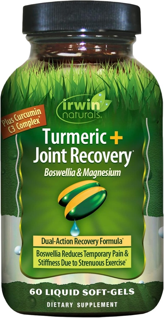 Turmeric After Sport by Irwin Naturals, with Boswellia & Magnesium, Powerful Post-Workout Recovery, 60 Liquid Soft-Gels