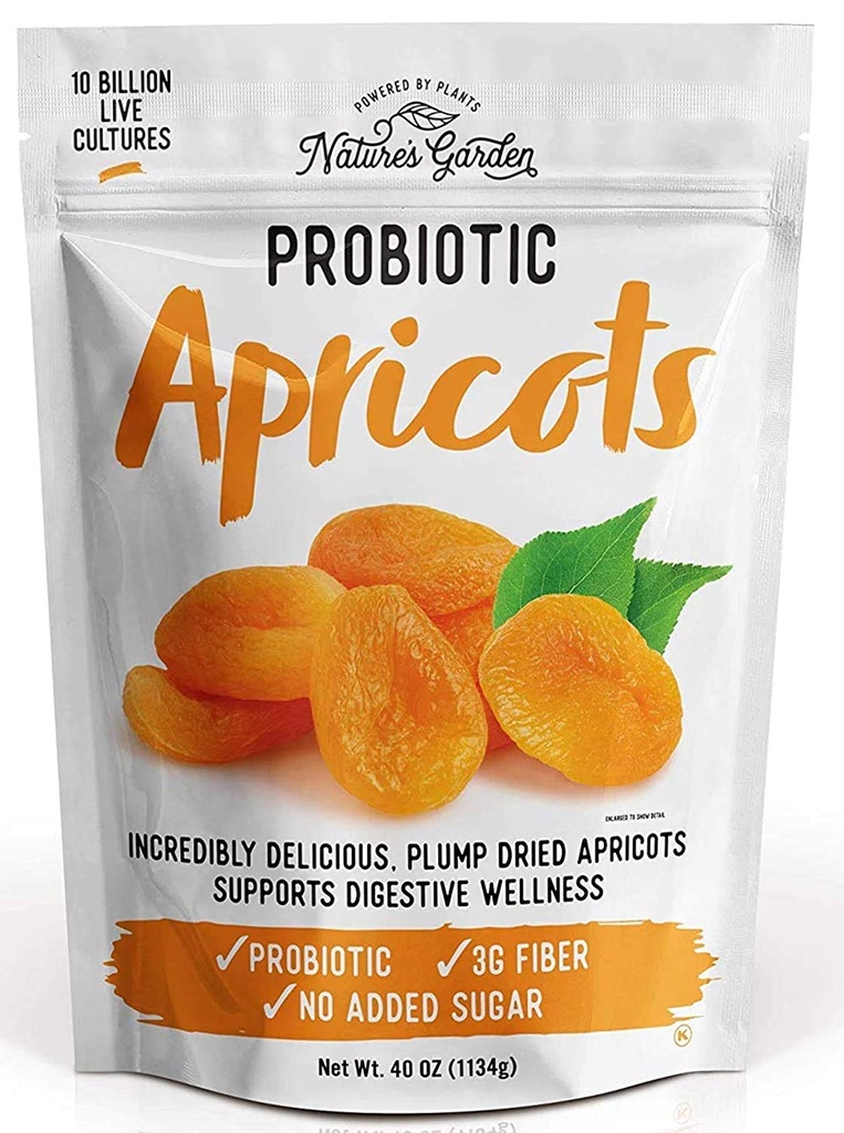 Nature's Garden Probiotic Apricots - Dried Fruit, Plump Dried, Gluten-Free, Dairy-Free, Vegan – Bulk 40 Oz Bag (Pack of 1)