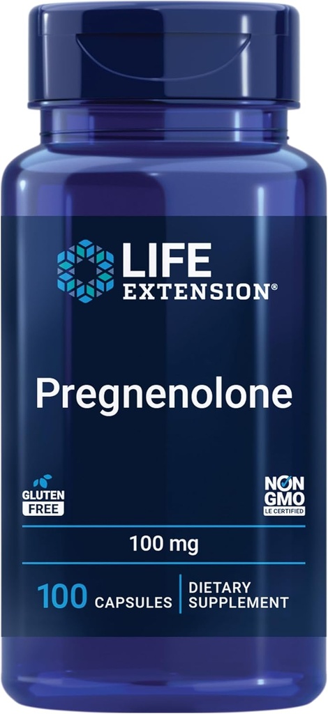 Life Extension Pregnenolone - Hormone Balance Supplement for Healthy Hormone Levels, 100 mg - Hormone Balance, Memory, Focus, Cognitive Health - Gluten-Free, Non-GMO, 100 Capsules