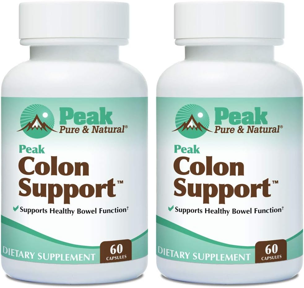 Peak Pure & Natural Colon Support - Colon Cleanse and Detox Supplement for Digestive Health - Gut Health Support with Inulin and Senna Leaf Extracts - with Fiber, Prebiotics, and Probiotics - 2 Pack