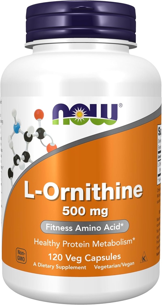 NOW Foods Supplements, L-Ornithine (L-Ornithine Hydrochloride) 500 mg, Amino Acid, 120 Veg Capsules