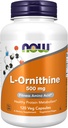 NOW Foods Supplements, L-Ornithine (L-Ornithine Hydrochloride) 500 mg, Amino Acid, 120 Veg Capsules