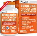 21-in-1 Berberine Supplement with Ceylon Cinnamon with Chromium, Bitter Melon and Green Tea Extract and Black Pepper Extract 5X for Energy & Metabolism Support with 5279 mg (120 ct, Pack of 1)