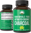 Peak Performance Activated Charcoal Vegan Capsules from Wild Harvested Coconut Shells. Best Safe Charcoal Pills Supplement for Detox, Gas Relief, Bloating. for Men and Women 90 All Natural Tablets