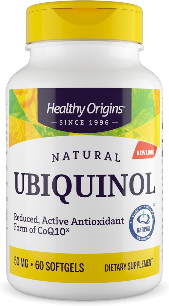 Healthy Origins Ubiquinol (Active Form of CoQ10), 50 mg - Kaneka Ubiquinol Supplements for Heart Health & Antioxidant Support - Gluten-Free & Non-GMO Supplement - 60 Softgels