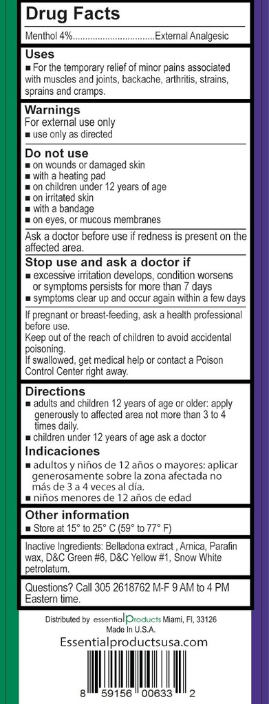 Belladona and Arnica Analgesic Ointment 5 oz (141g) Paraben Free