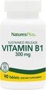 Natures Plus Vitamin B1 (Thiamin HCI), Sustained Release - 300 mg, 90 Vegetarian Tablets - Gluten-Free - 90 Servings