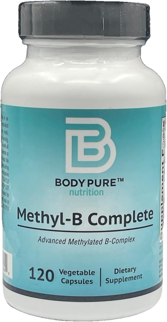 Body Pure Methyl-B Complete - Essential Methylated B Vitamins for Energy Production and Overall Health 120-Capsules