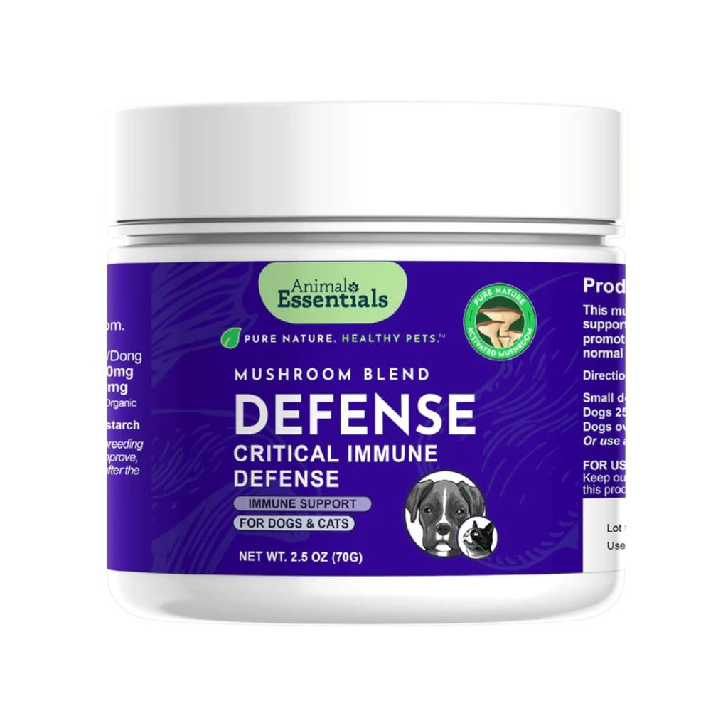 Animal Essentials MUSHROOM DEFENSE Supplement for Dogs & Cats - Critical Immune Defense, Reishi, Maitake, Cordyceps, Mushroom Powder Extract - 2.5 Oz (Pack of 1)