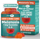 Maxi Health 1mg Melatonin Gummies – Kids Melatonin Chewables with Natural Cherry & Orange Flavor – Adult and Baby Sleep Help Supplement to Support Restful Nights (120 Count)