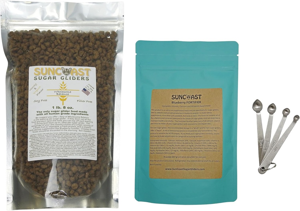 Sugar Glider Essential Nutrition Pack Food and Calcium Supplement (Wholesome Balance Honey Yogurt)