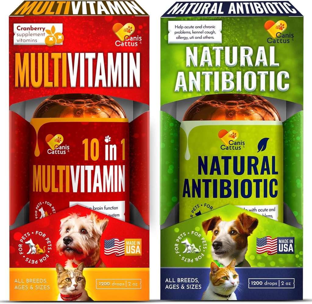 Cat & Dog Vitamins and Supplements | Cat Multivitamin 10-in-1 | Dog Supplements & Vitamins | Bundle