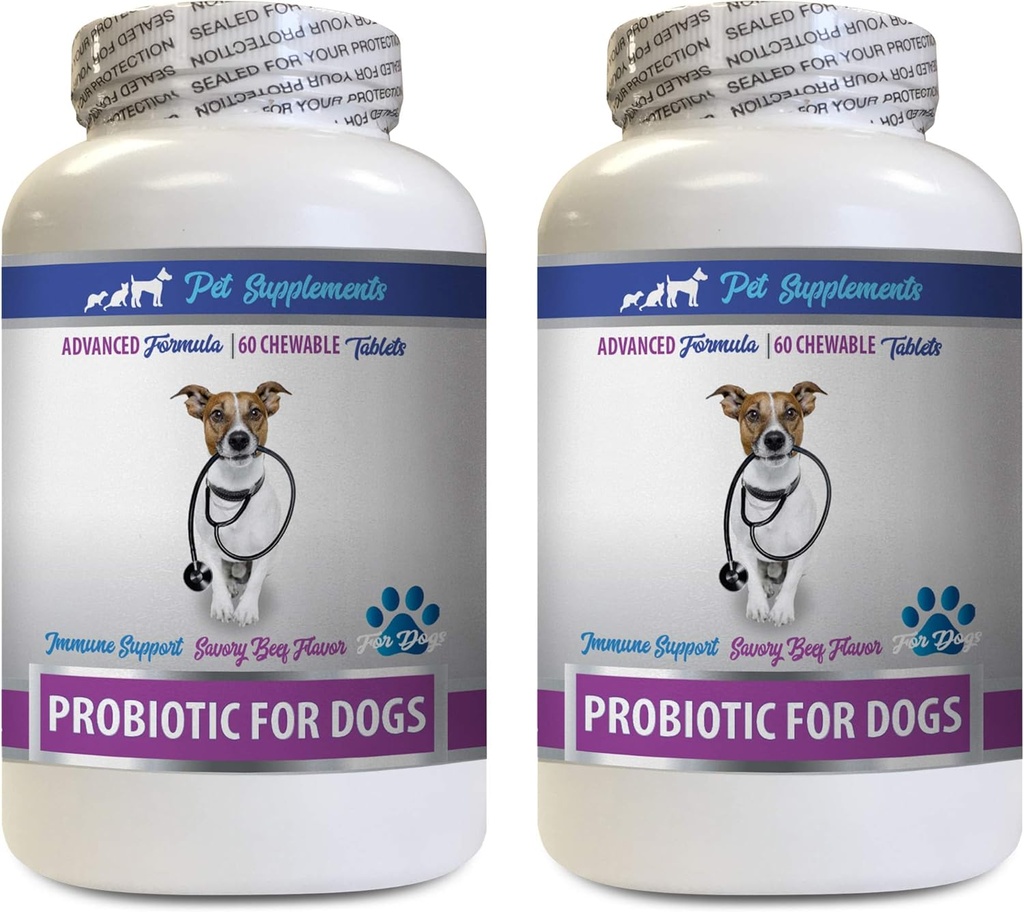 Dog Breath Care - PROBIOTICS for Dogs - Healthy Gut - Stop Gas Diarrhea and Bad Breath - Digestive Boost - Dog probiotics for Puppies - 2 Bottles (120 Treats)